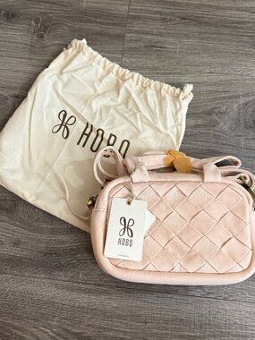 HOBO Maze Woven Genuine Leather Satchel Pink Camera Bag NWT